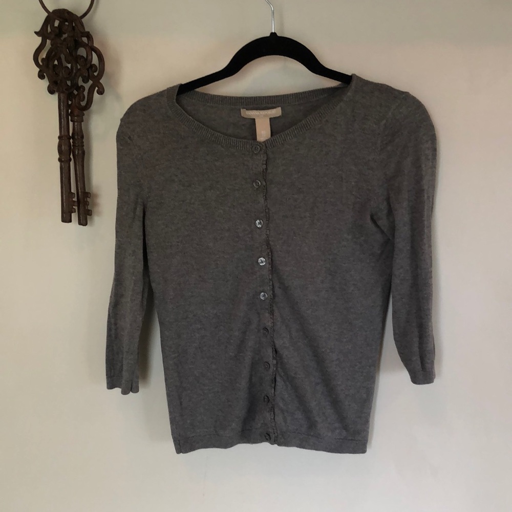 Banana Republic Light Grey Mid Sleeve Cardigan